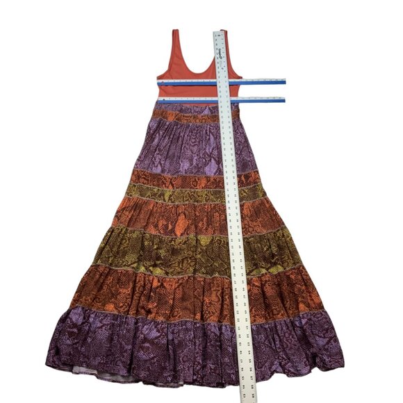 Anthropologie Colima Maxi Dress MP Petite Sleeveless Tiered Colorblock Fall - Picture 4 of 12